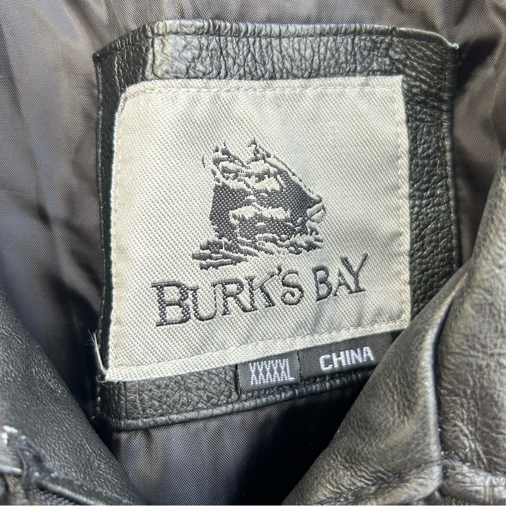 Burk’s Bay Men’s Big & Tall Long Sleeve Full Zip 5XL Black Leather Jacket Coat - Picture 3 of 9